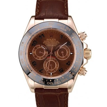 Aaa fake watches Strap Rolex Leather Brown Gold Rose Daytona Dial Case Brown 0617